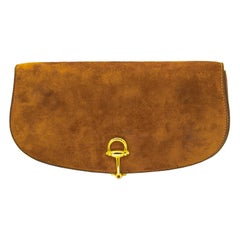 Suede and Leather Brown Gucci Clutch