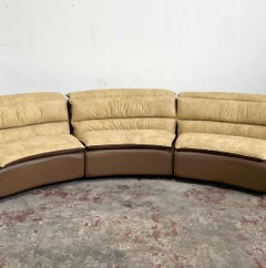 Suede and Leather Sectional Sofa 'Bogo', Carlo Bartoli for Rossi di Albizzate