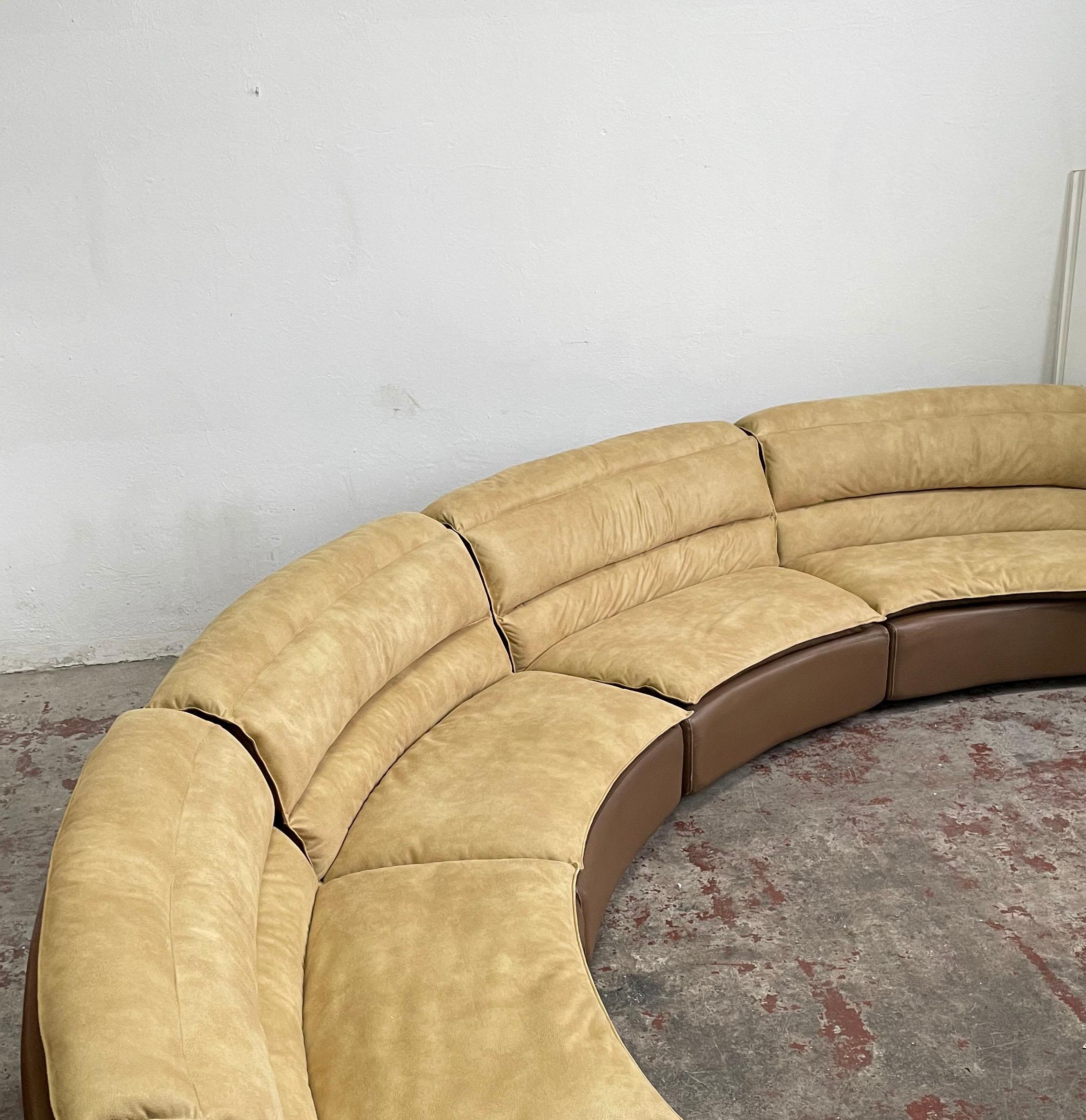 Modern Suede and Leather Sectional Sofa 'Bogo', Carlo Bartoli for Rossi di Albizzate