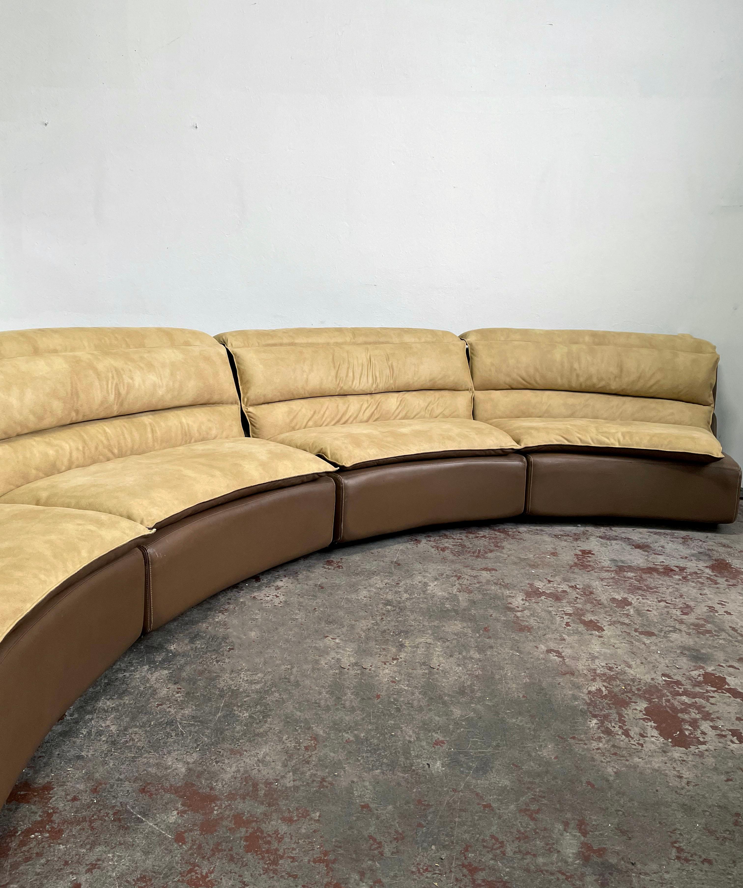 Italian Suede and Leather Sectional Sofa 'Bogo', Carlo Bartoli for Rossi di Albizzate