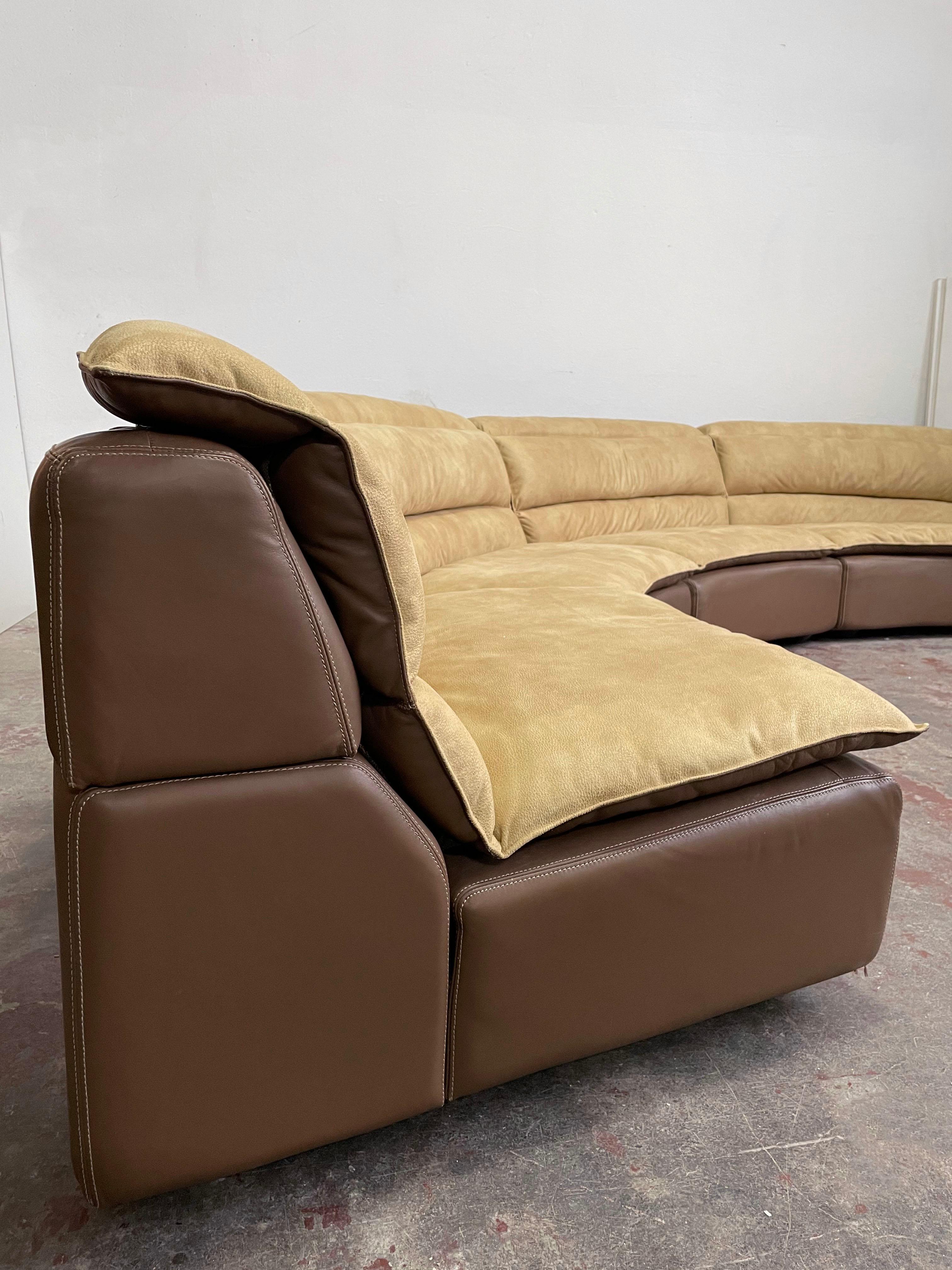 Suede and Leather Sectional Sofa 'Bogo', Carlo Bartoli for Rossi di Albizzate In Good Condition In Zagreb, HR