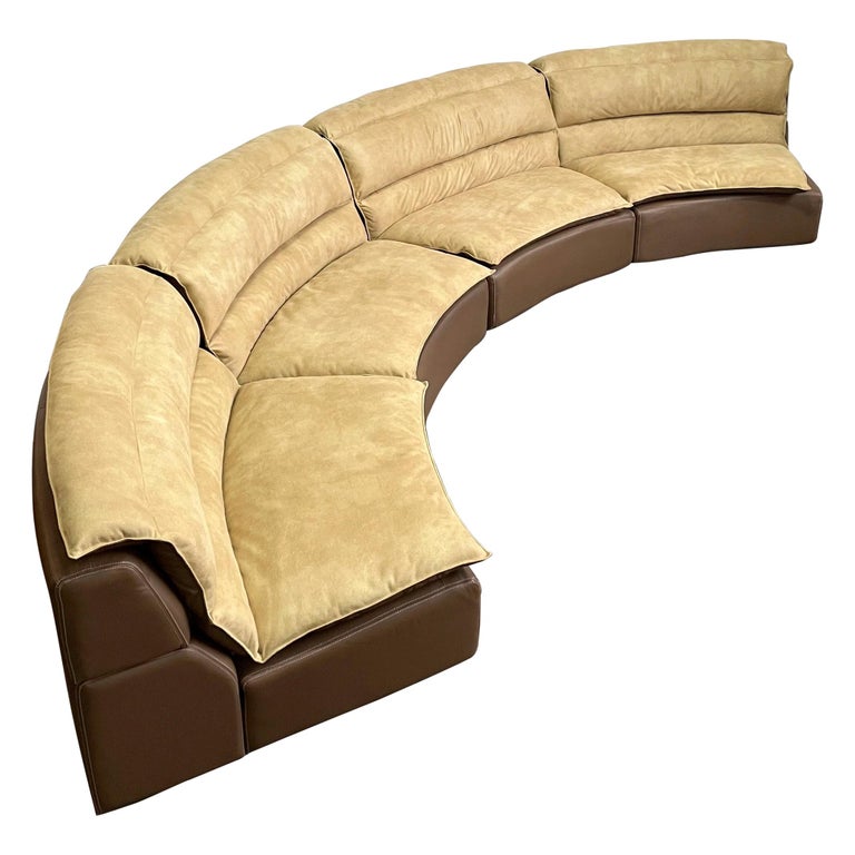Suede And Leather Sectional Sofa Bogo, Suede And Leather Sectional