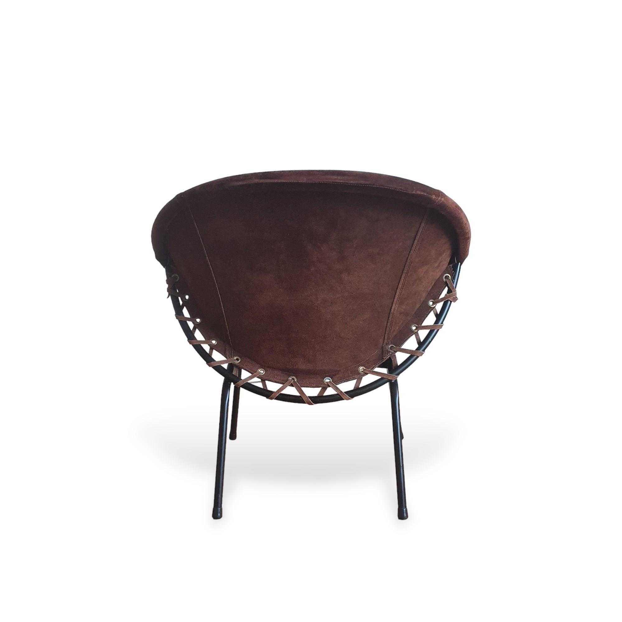 Mid-Century Modern Suede armchair, Lush &Co, Lusch Erzeugnis, Germany, 1960’s For Sale