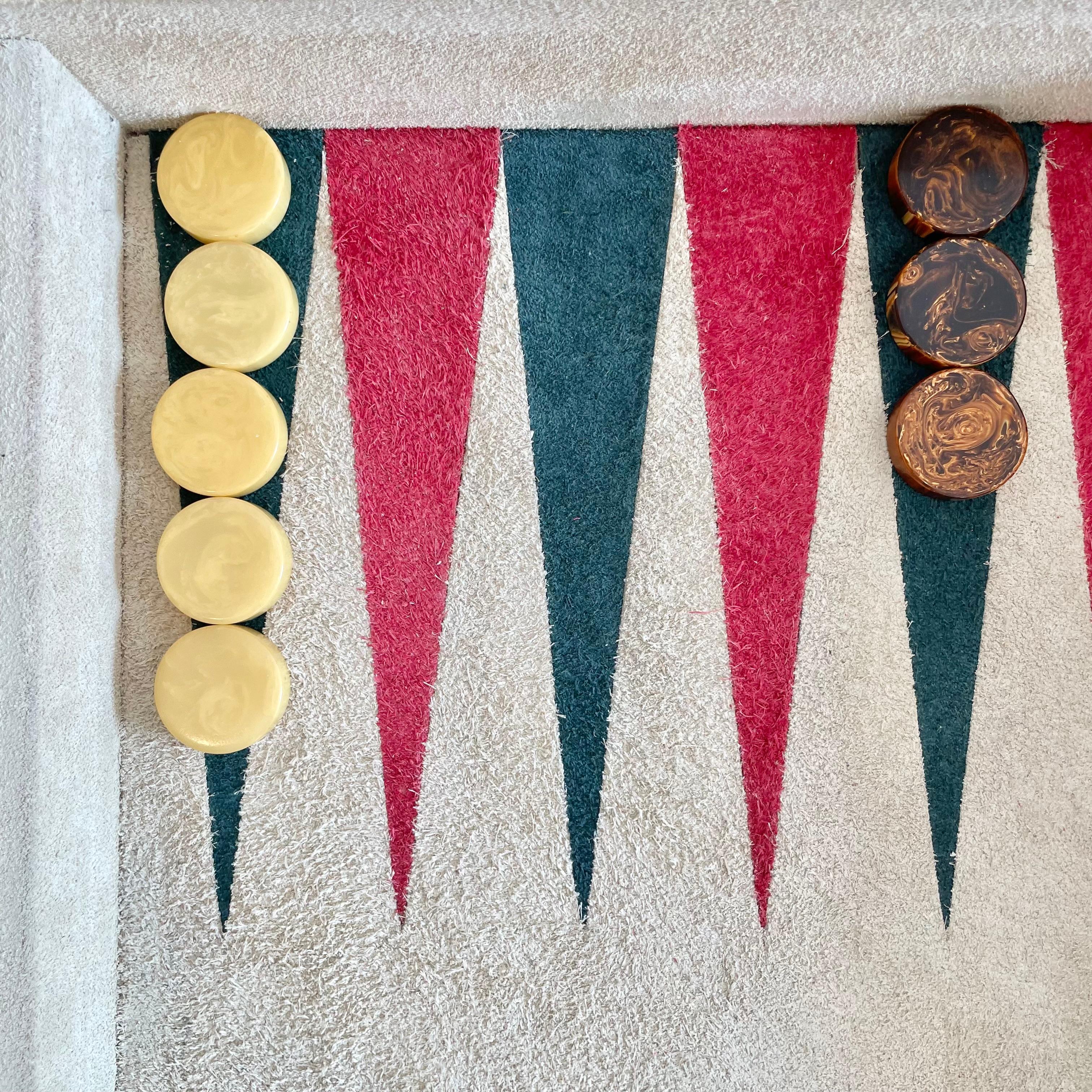 Suede Backgammon and Chess Table, 1990s USA For Sale 5