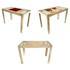 Tavolo da Backgammon e Scacchi in pelle scamosciata, anni '90, USA