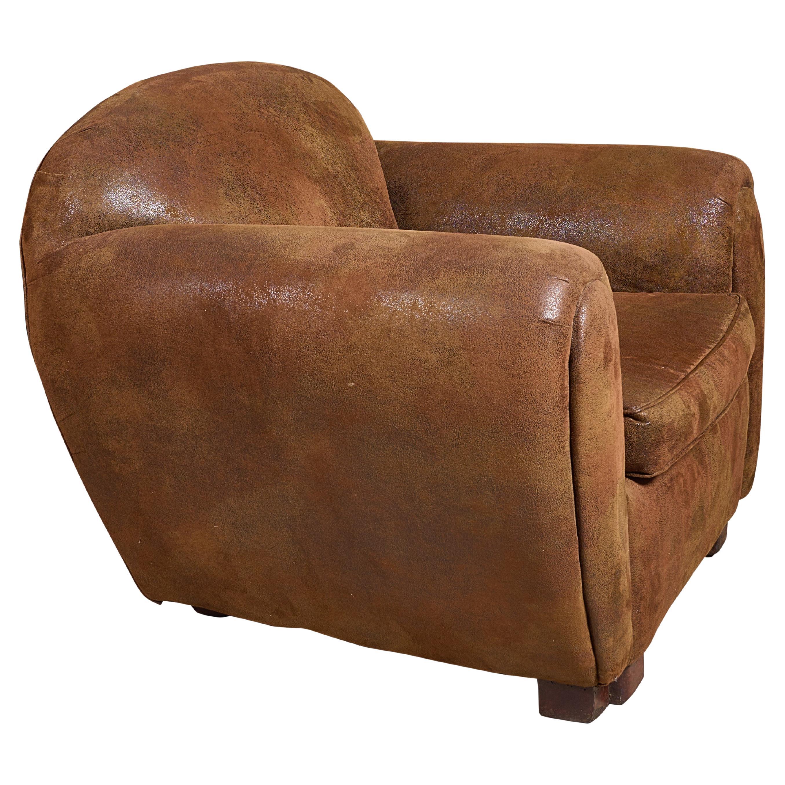 Suede club chair. Great texture and proportions.