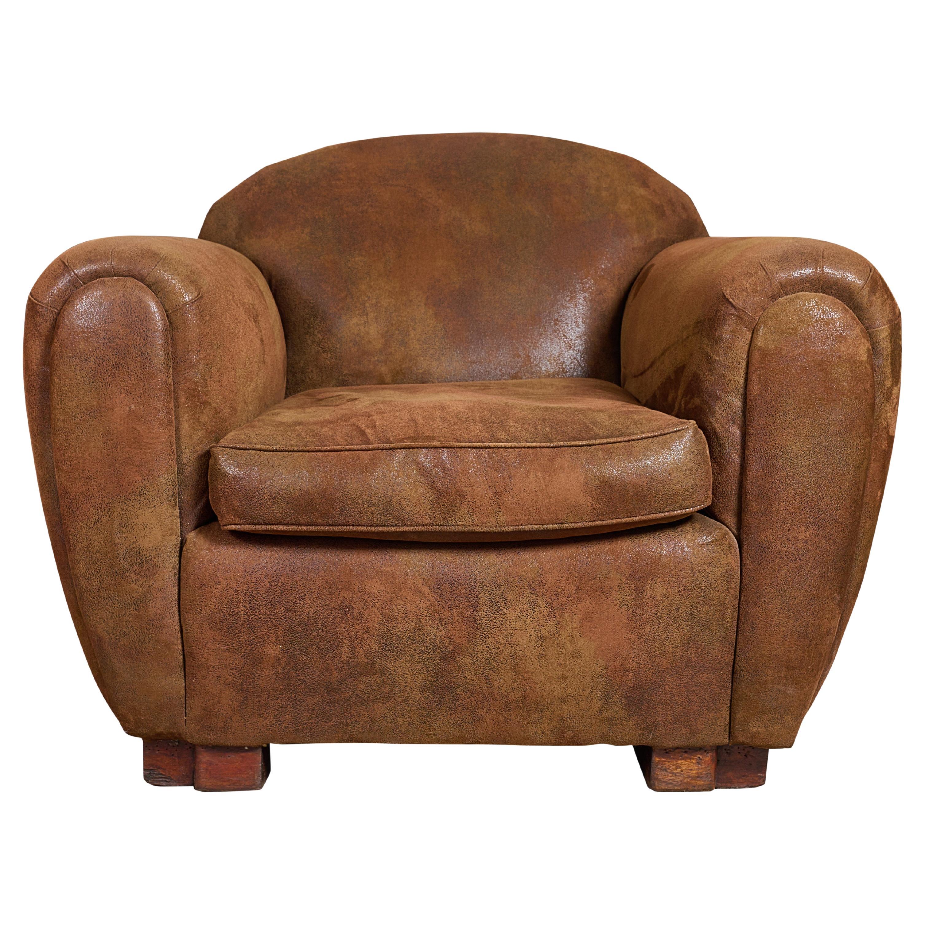 Suede Club Chair For Sale