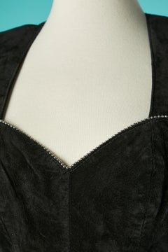 Suede cocktail dress with metallic piping Michael Hoban North Beach Leather