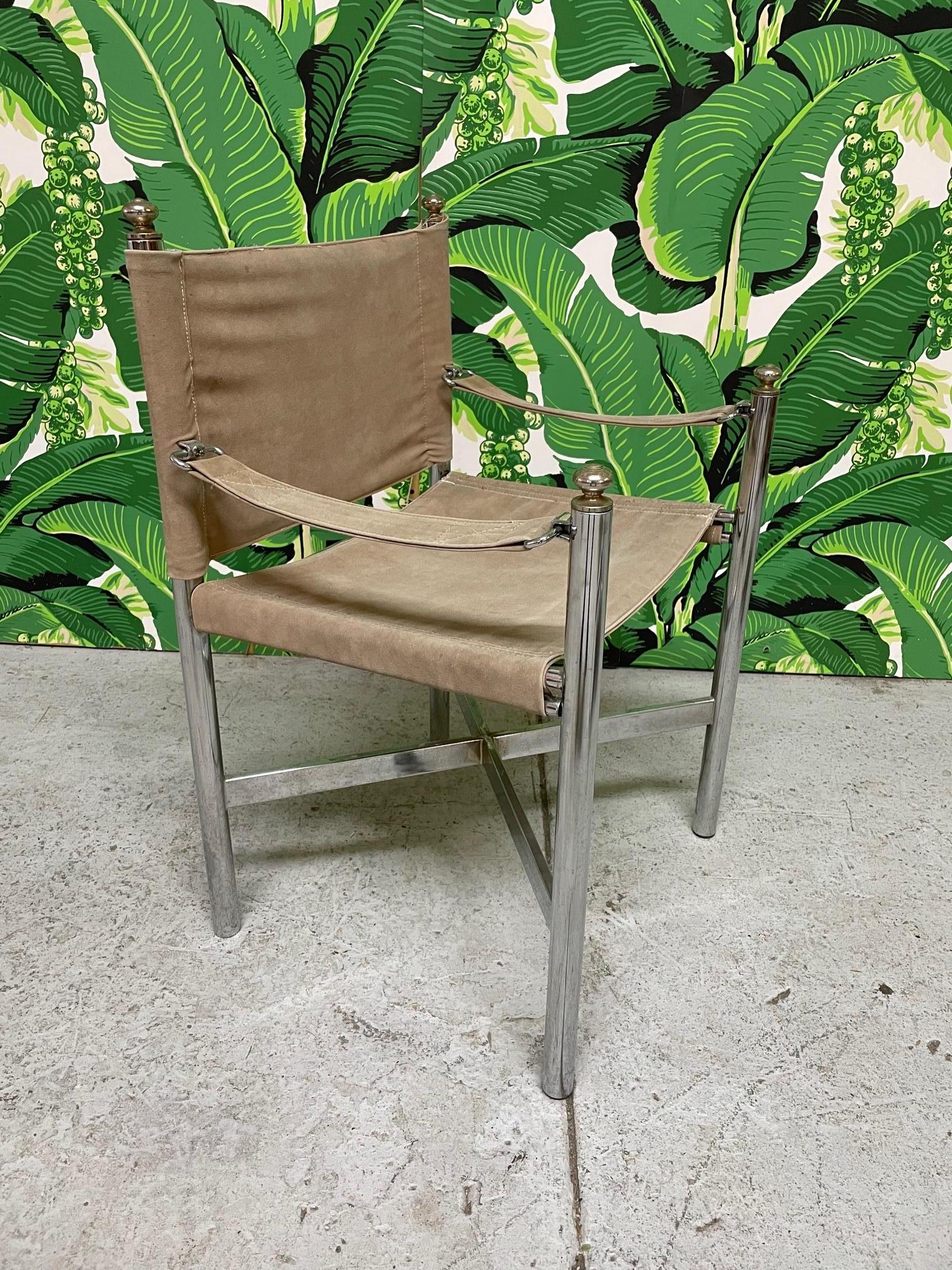 Suede Dining Chairs in the Manner of Maison Jansen In Good Condition In Jacksonville, FL