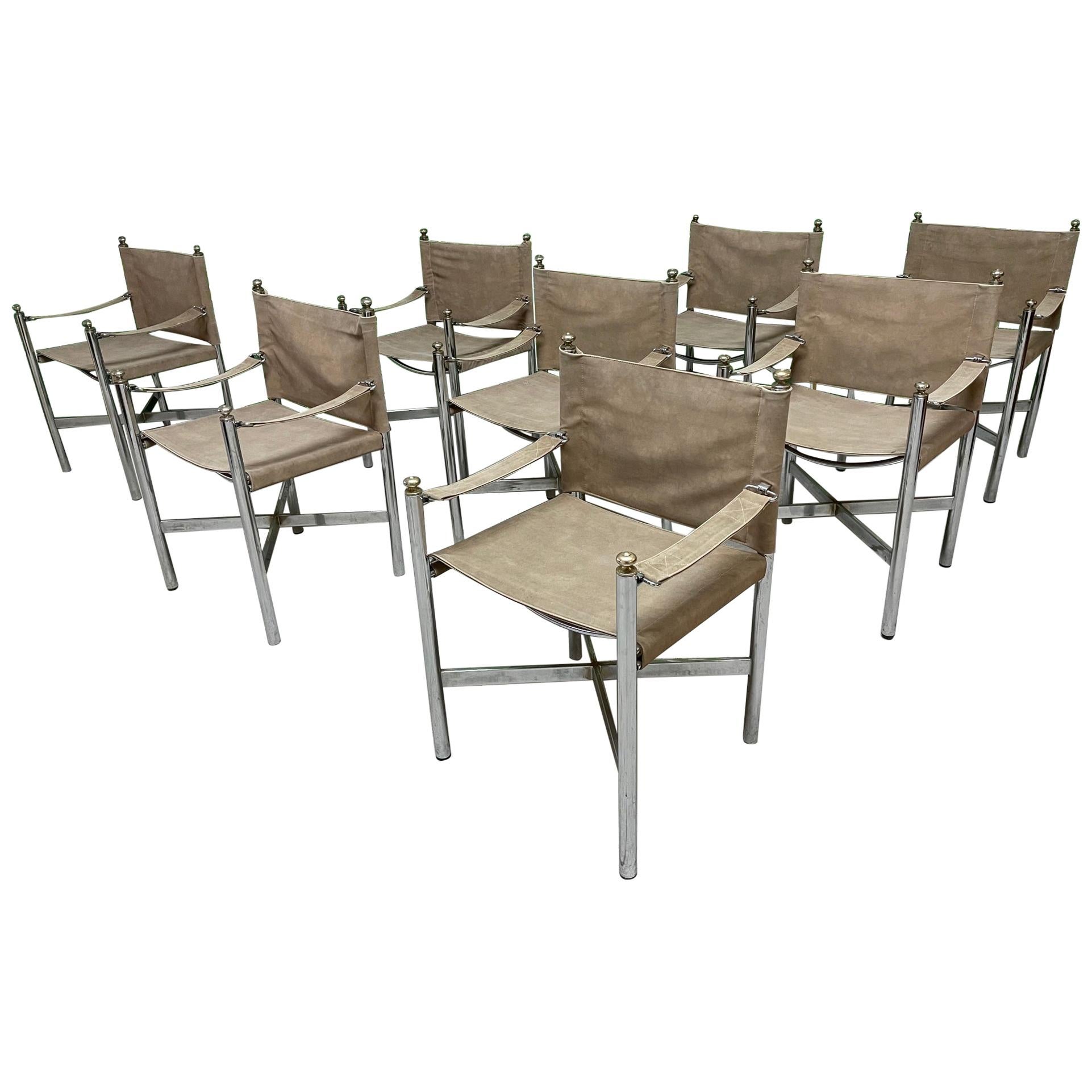 Suede Dining Chairs in the Manner of Maison Jansen