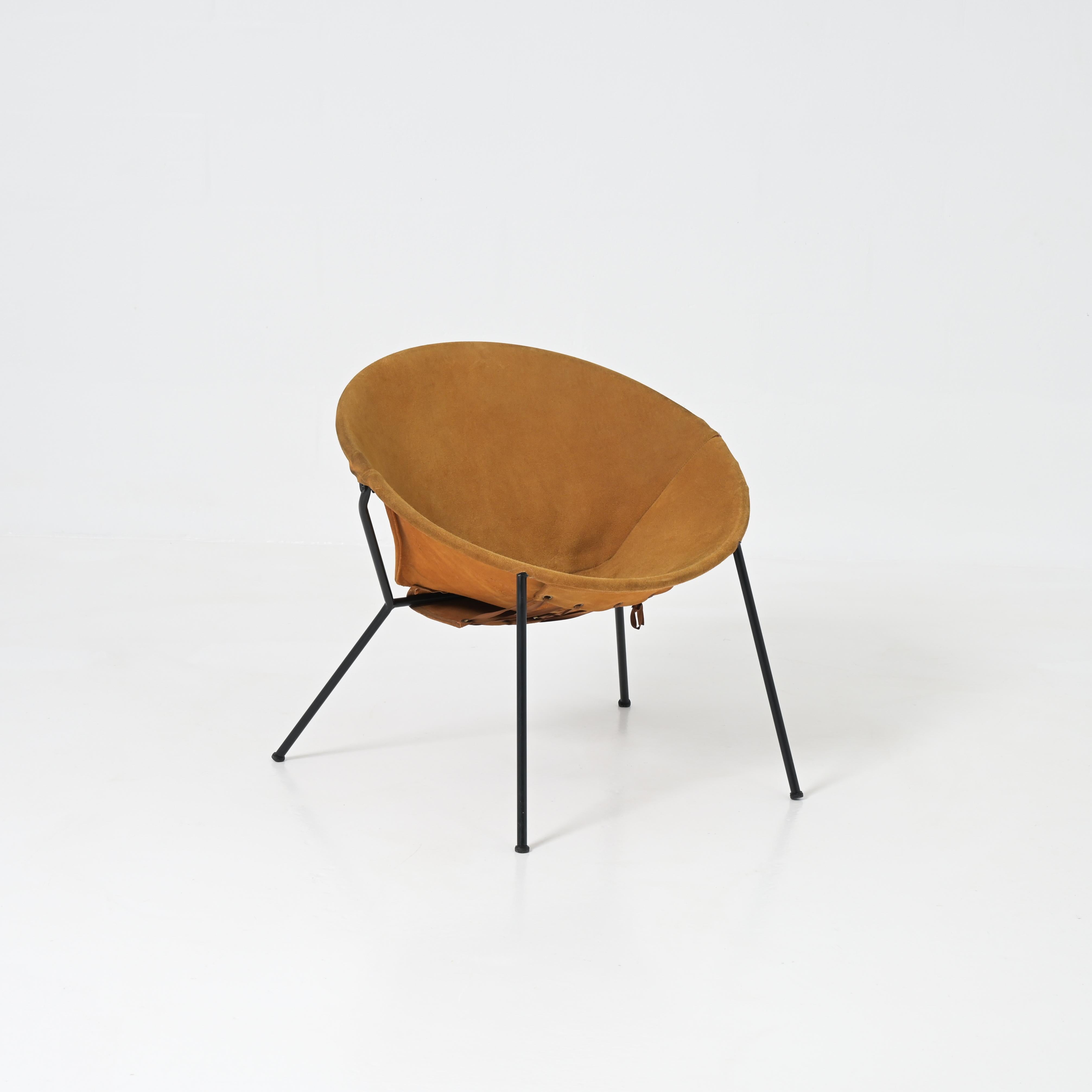 Mid-Century Modern Chaise boule pliante en daim de Hans Olsen pour Lea en vente