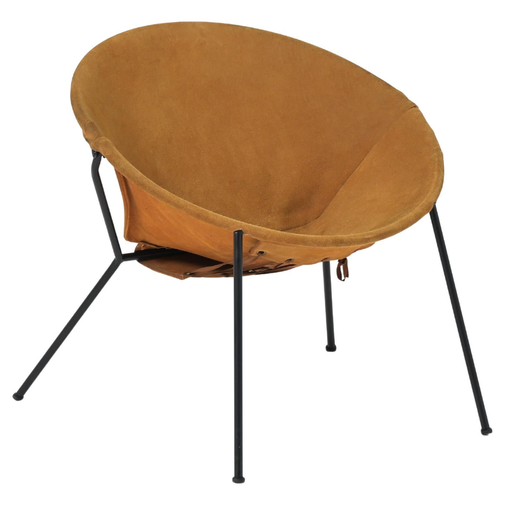 Suede Folding Ballon Chair by Hans Olsen for Lea