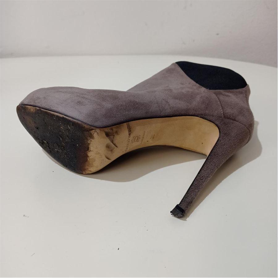Gray Brian Atwood Suede half boots size 39 For Sale