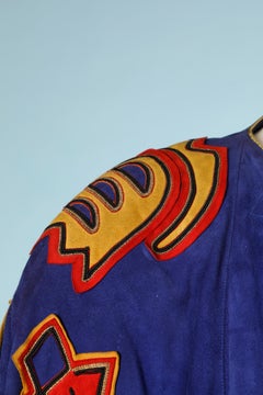 Suede jacket with suede patchwork Claude Montana