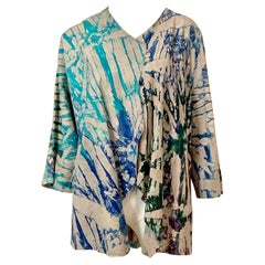 Chaqueta de ante con estampado Tie Dye en tonos azul, verde y morado