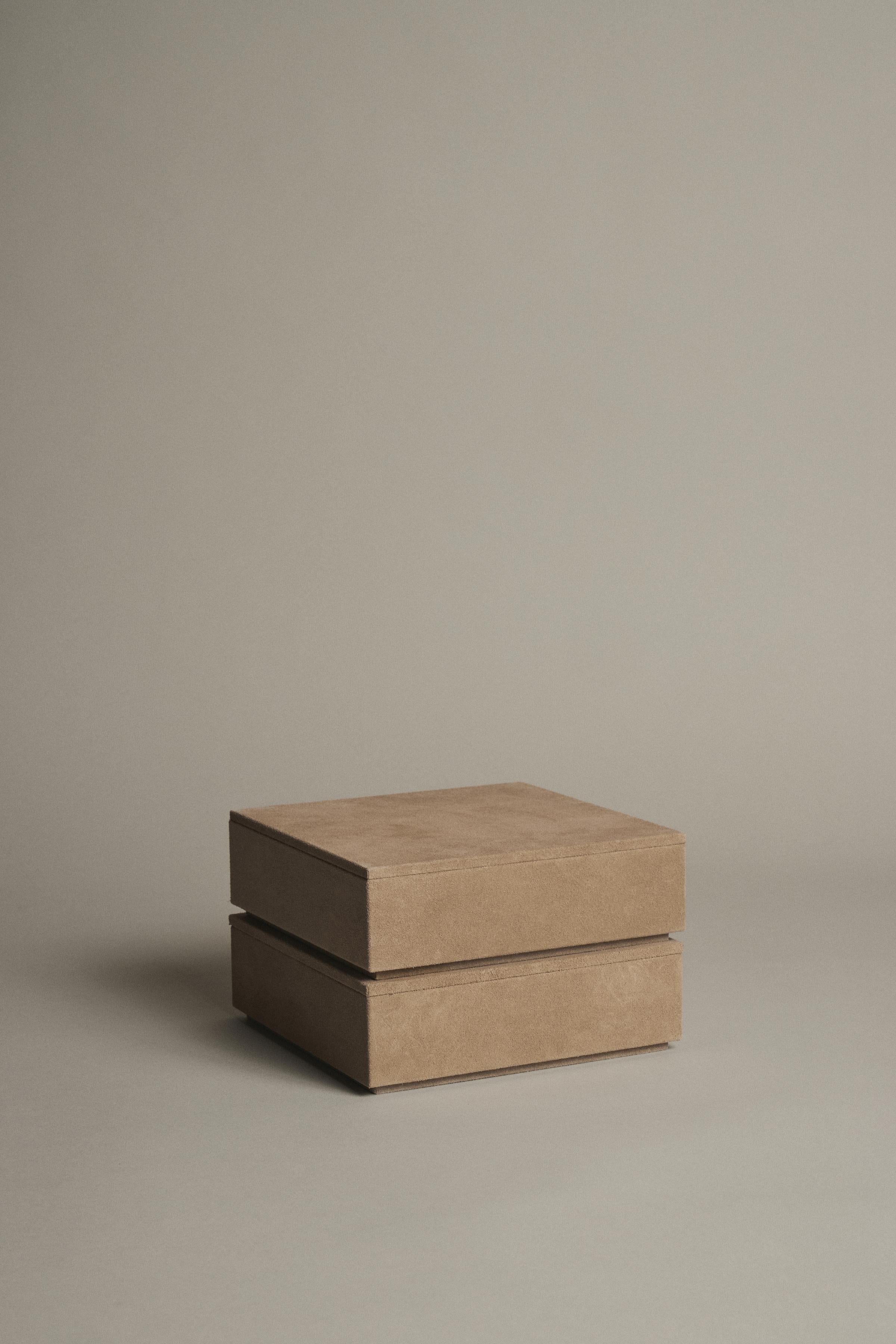 Spanish Suede Keepsake Box in Cinnamon - Made in Spain For Sale