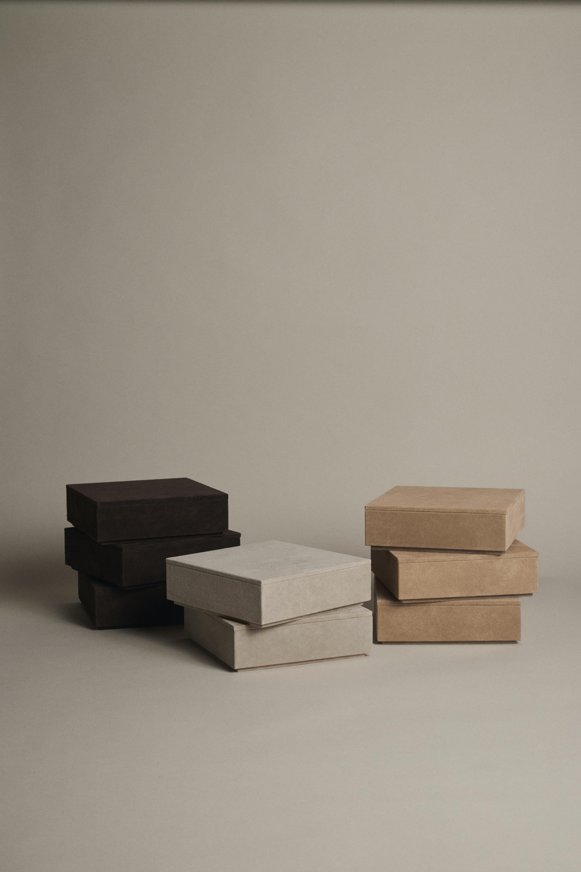 Suede Keepsake Box in Cinnamon - Made in Spain In New Condition For Sale In East Hampton, NY