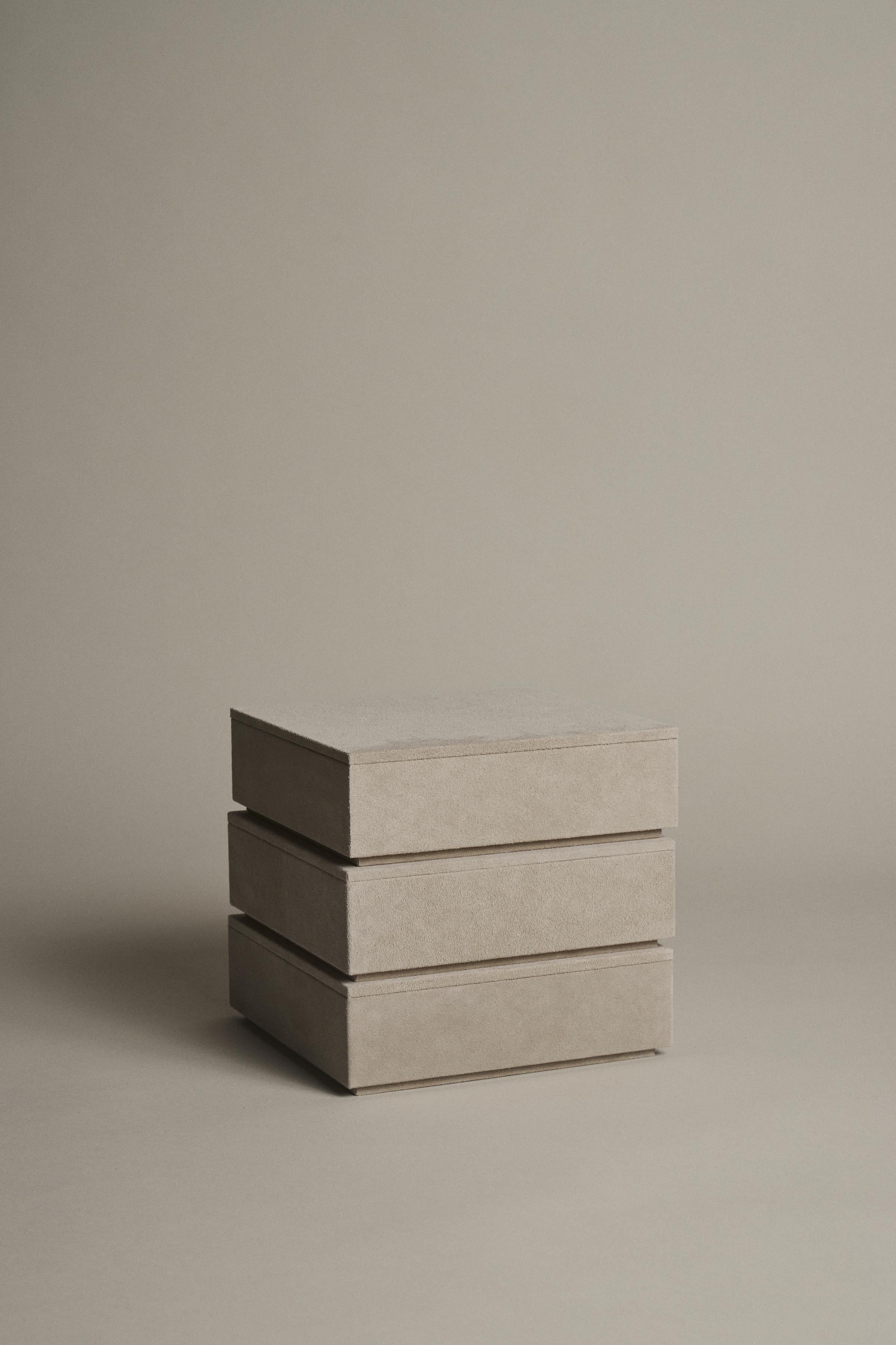 Suede Keepsake Box in Oyster - Made in Spain For Sale 1