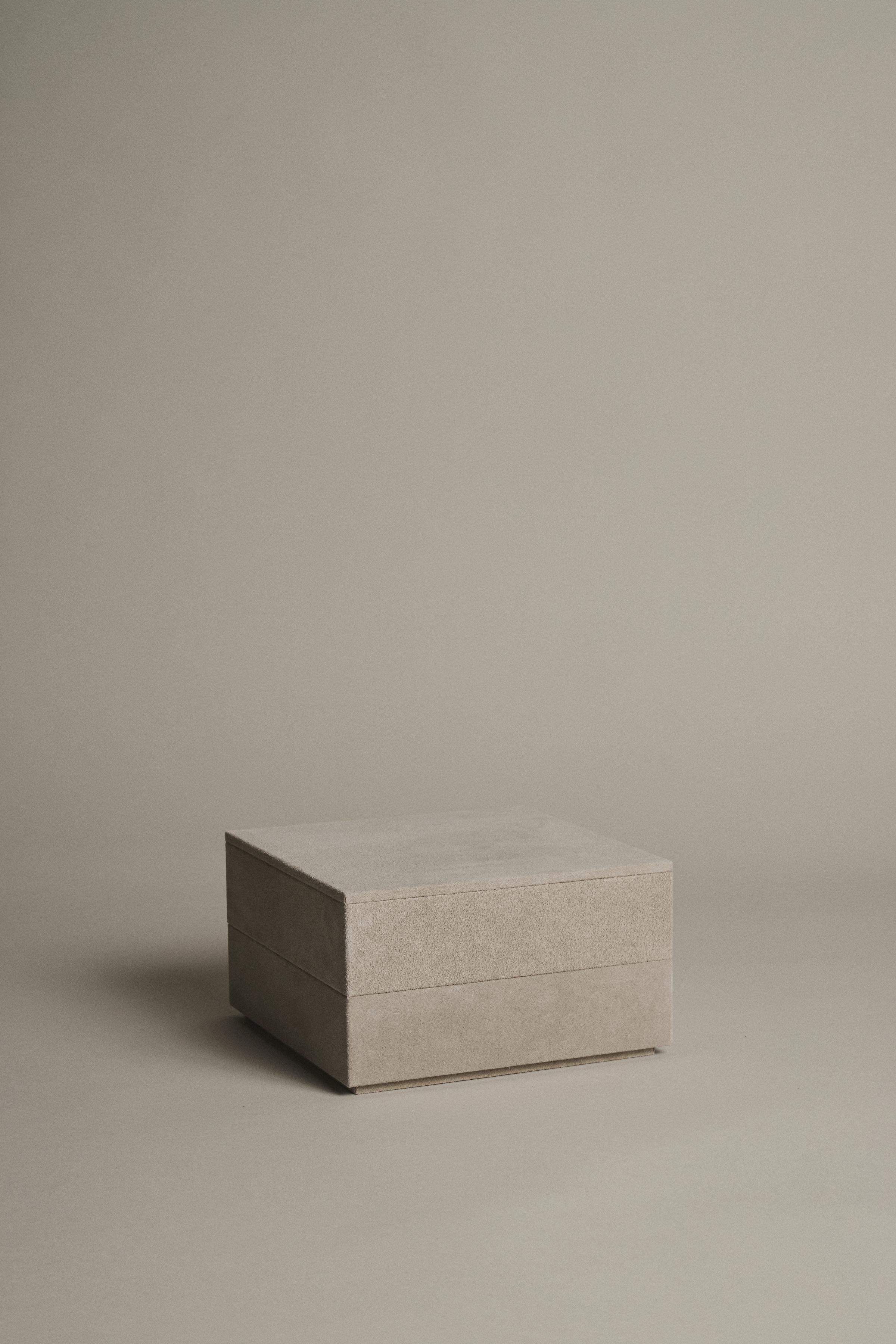Suede Keepsake Box in Oyster - Made in Spain For Sale 2