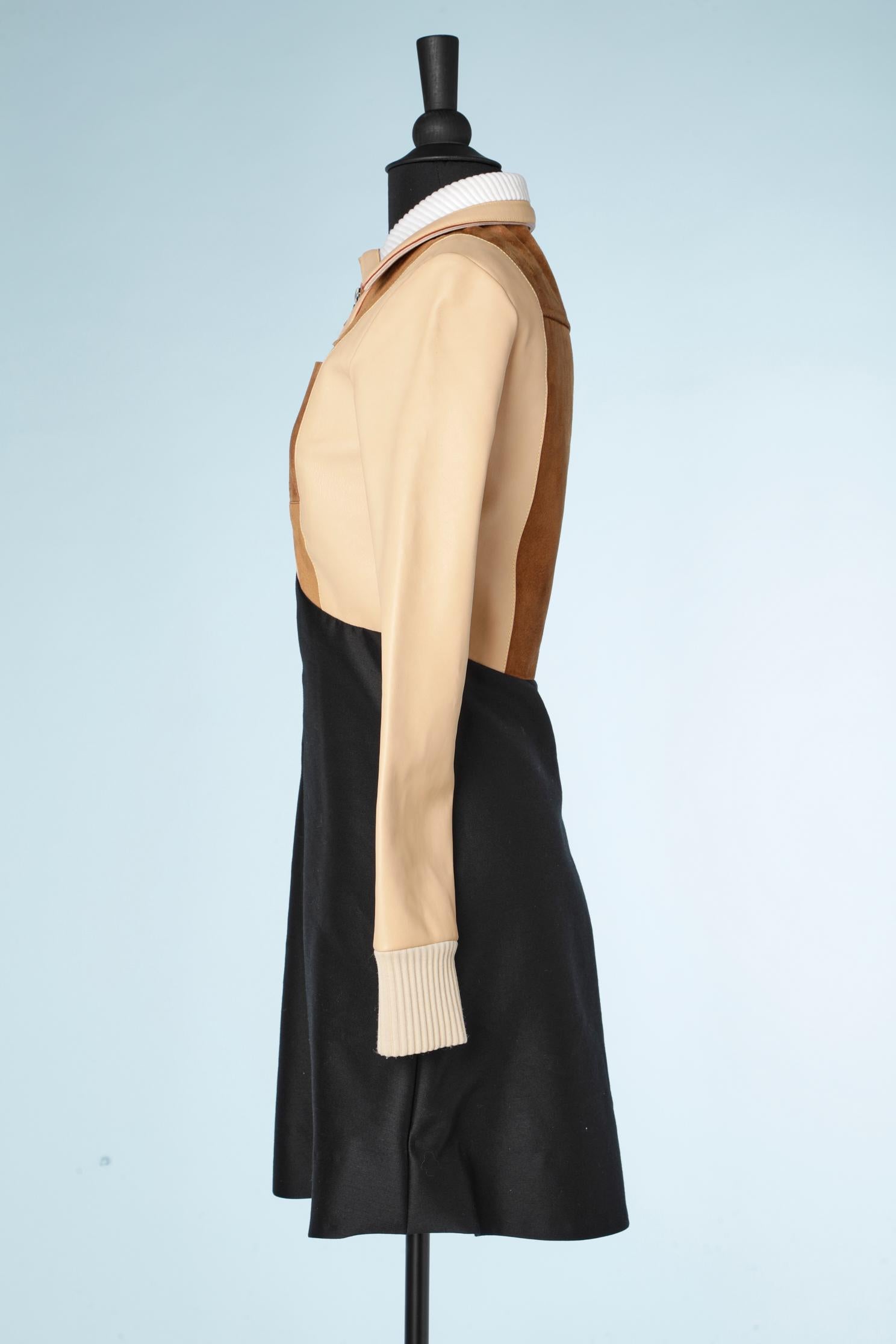 Women's Suede, leather and wool patchwork dress with zip Louis Vuitton 