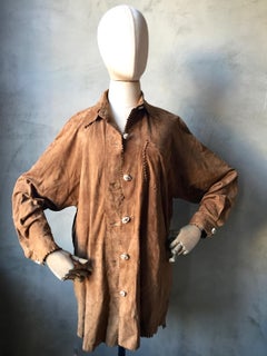 Suede Leather Oversized Shirt/Jacket with Shell Buttons