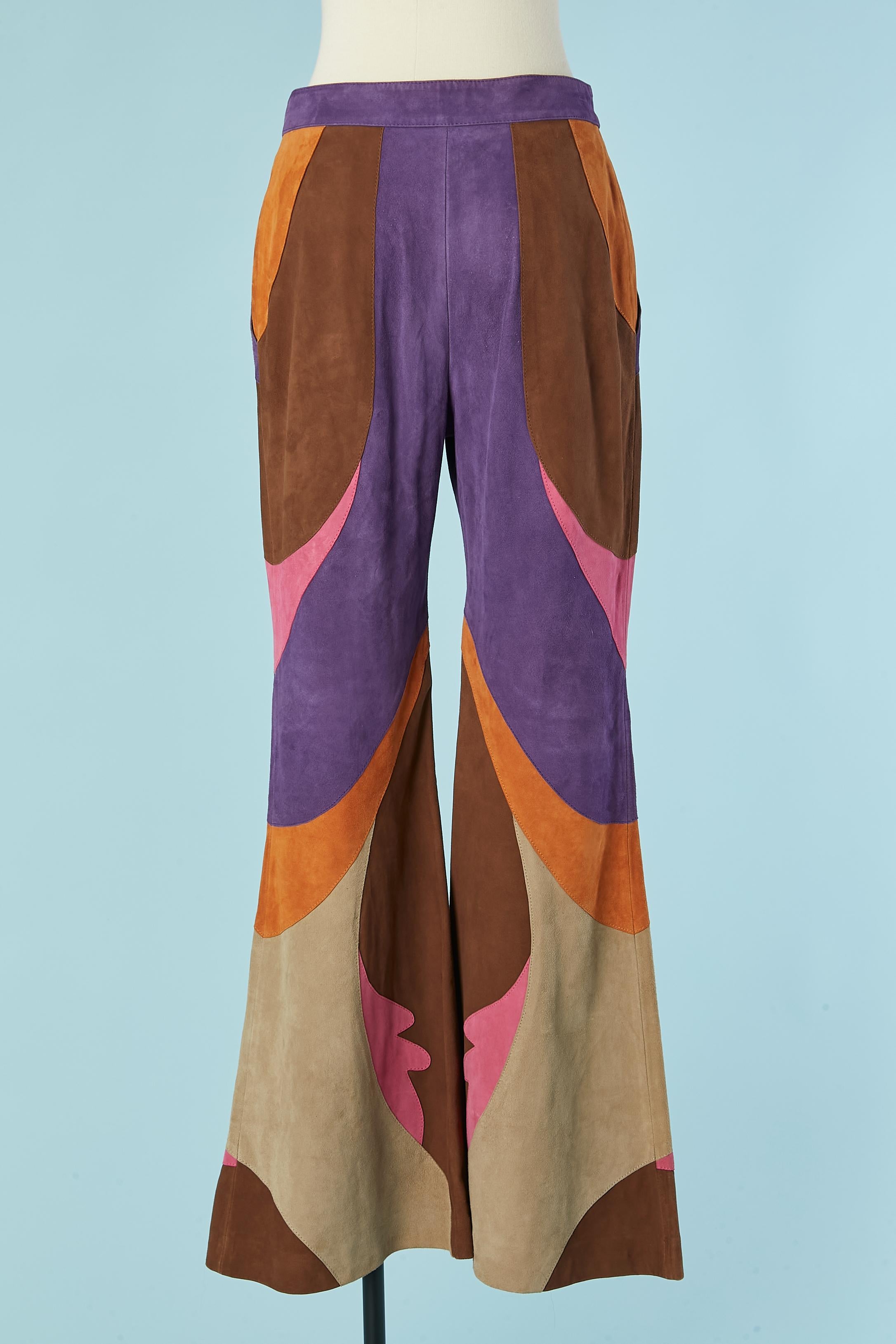 Pantalon patchwork en daim Alberta Ferretti Pour femmes en vente