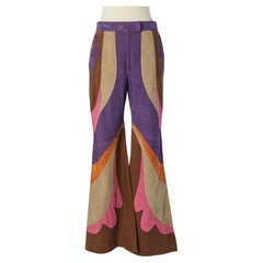 Pantalon patchwork en daim Alberta Ferretti