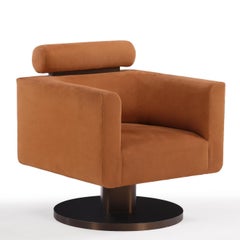 Suede Pedestal Cube Chair