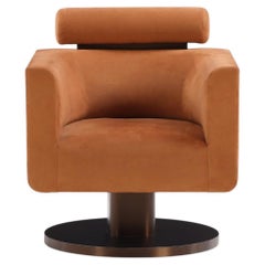 Suede Pedestal Cube Chair