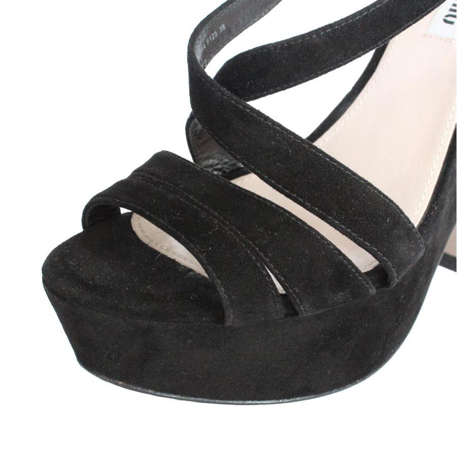 Black Miu Miu Suede sandal size 39 For Sale
