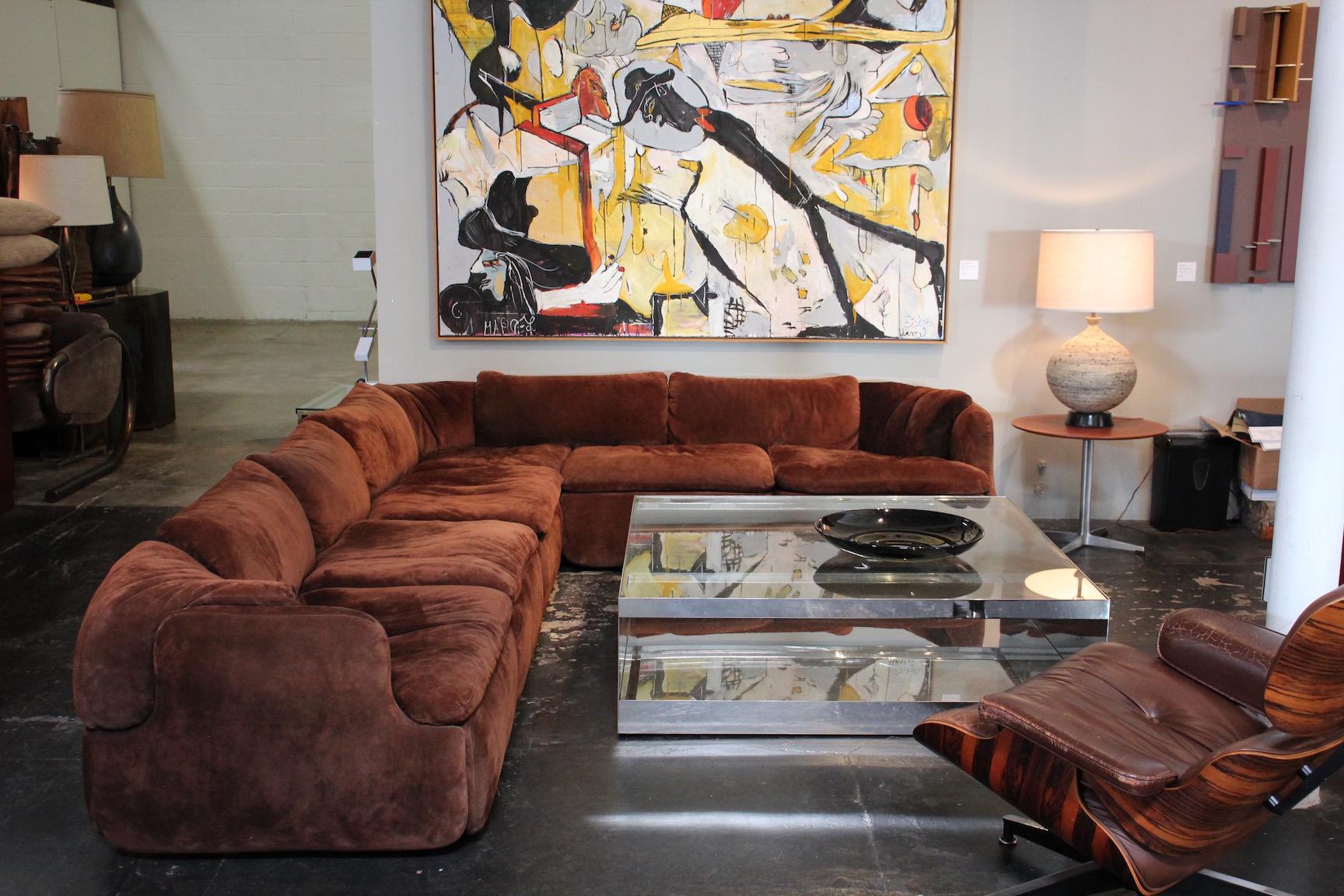 Suede Sectional Sofa by Alberto Rosselli for Saporiti 4