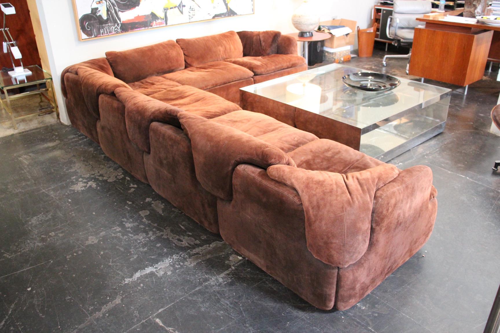 Suede Sectional Sofa by Alberto Rosselli for Saporiti 5
