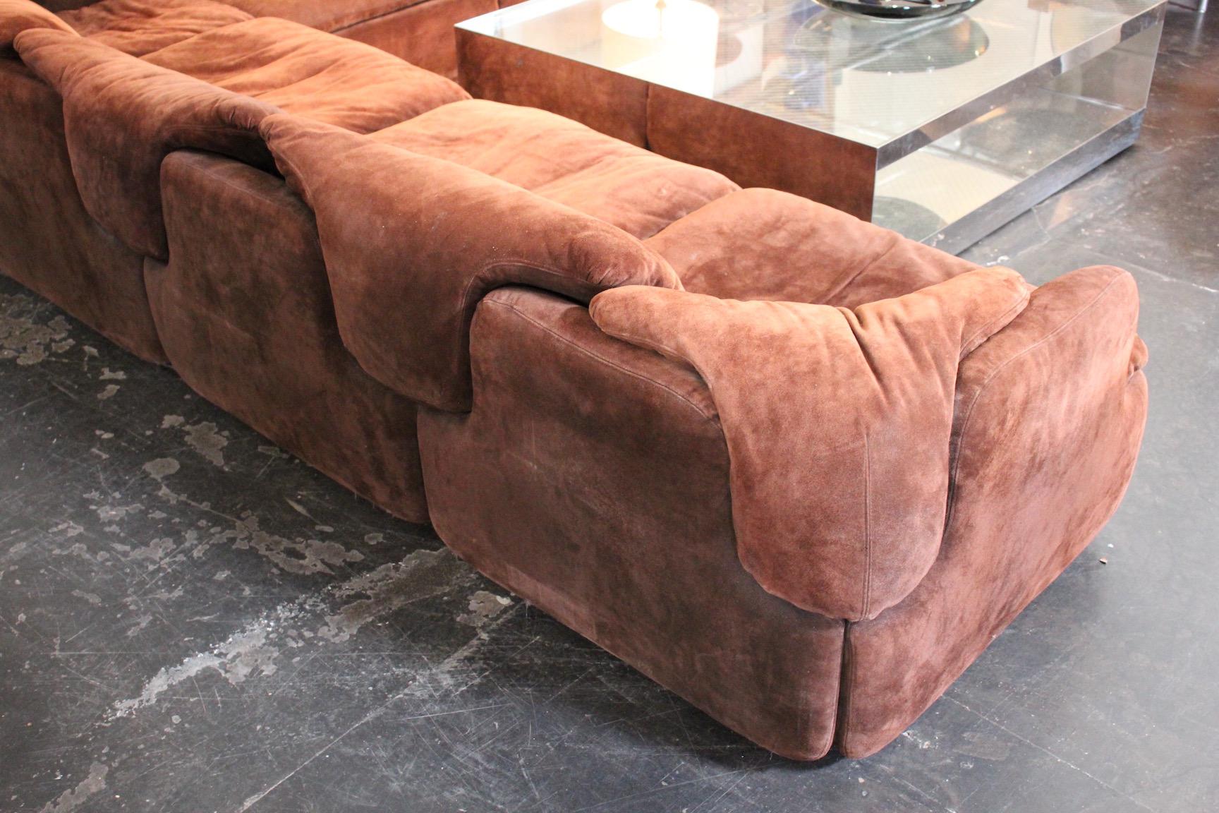 Suede Sectional Sofa by Alberto Rosselli for Saporiti 6