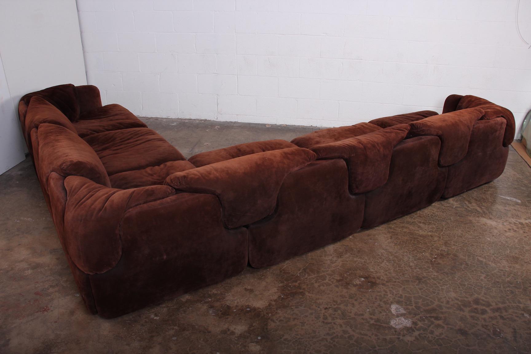 Late 20th Century Suede Sectional Sofa by Alberto Rosselli for Saporiti