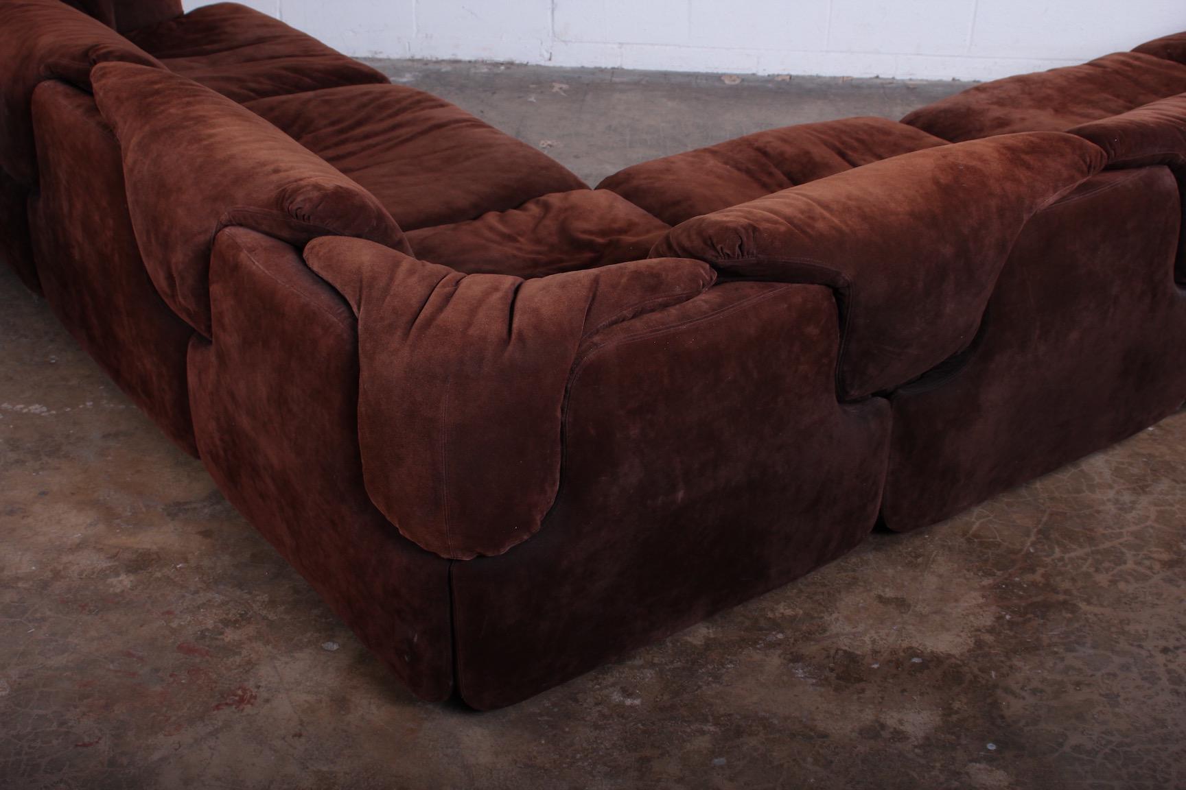 Suede Sectional Sofa by Alberto Rosselli for Saporiti 2