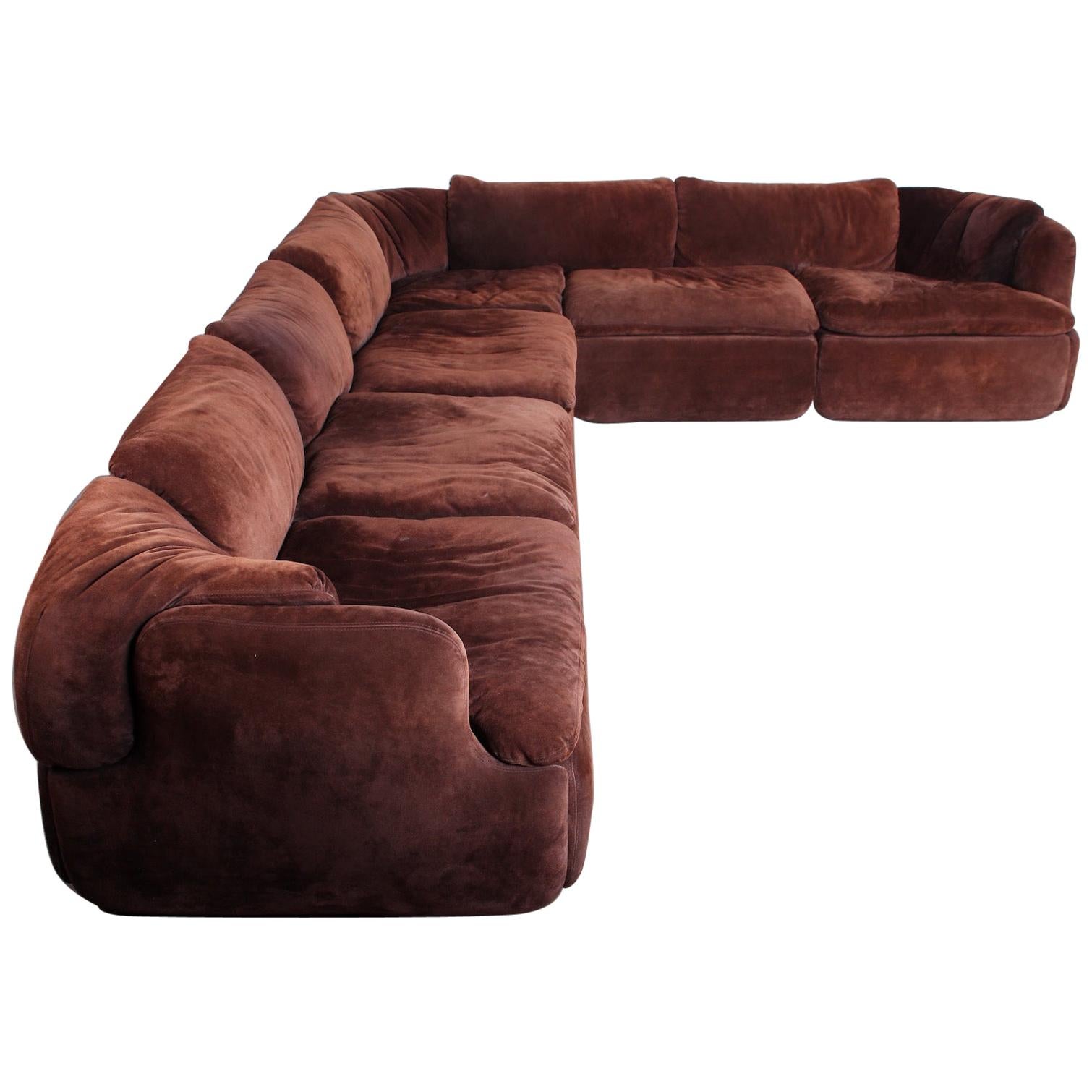 Suede Sectional Sofa by Alberto Rosselli for Saporiti