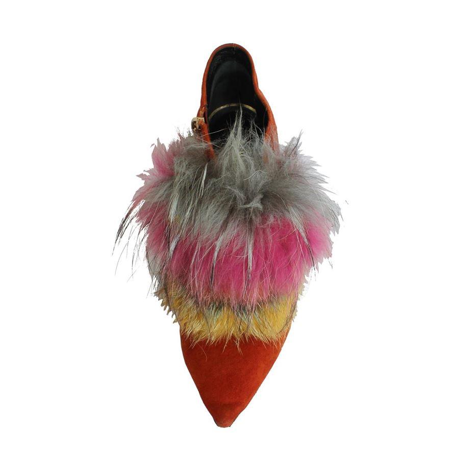 Suede Orange color Multicolor fur Heel height cm 8 (3.14 inches) Original price euro 539