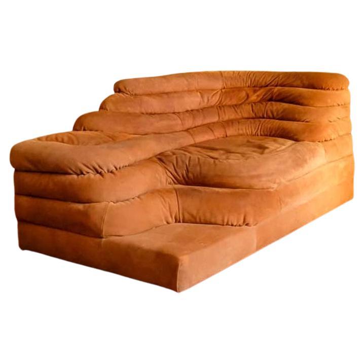 Suede Terrazza Sofa, 70's For Sale