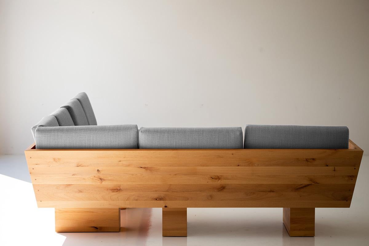 Contemporary Suelo Modern Wood Sectional For Sale