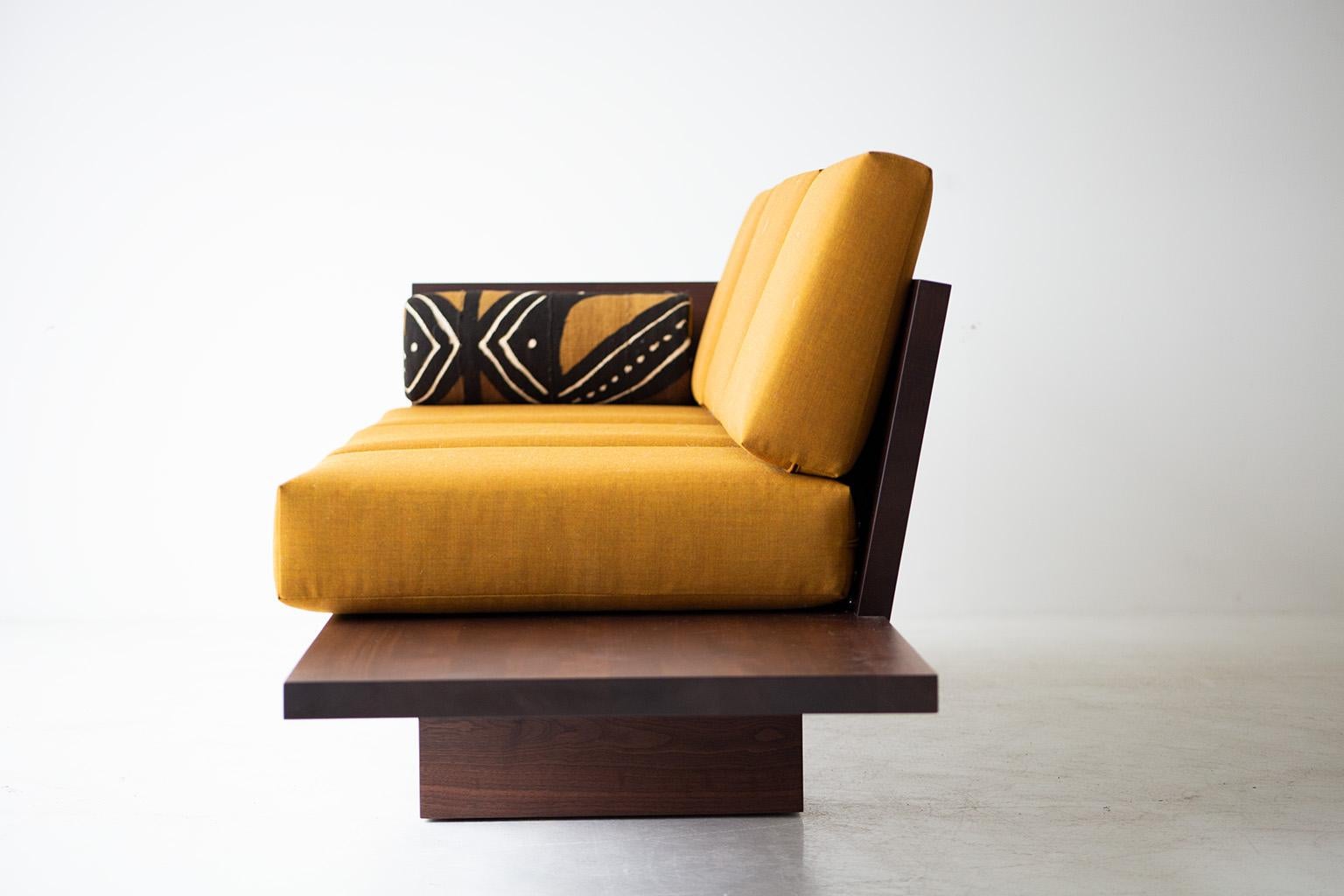 American Suelo Modern Wood Sofa in Solid Walnut For Sale