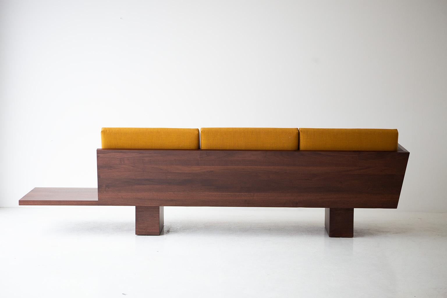 Contemporary Suelo Modern Wood Sofa in Solid Walnut For Sale