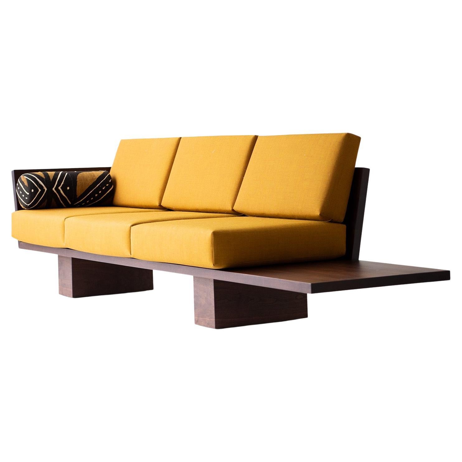 Suelo Modern Wood Sofa in Solid Walnut For Sale