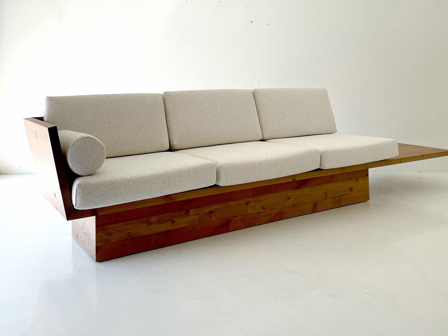 American Suelo Modern Wood Sofa with Plinth Base For Sale