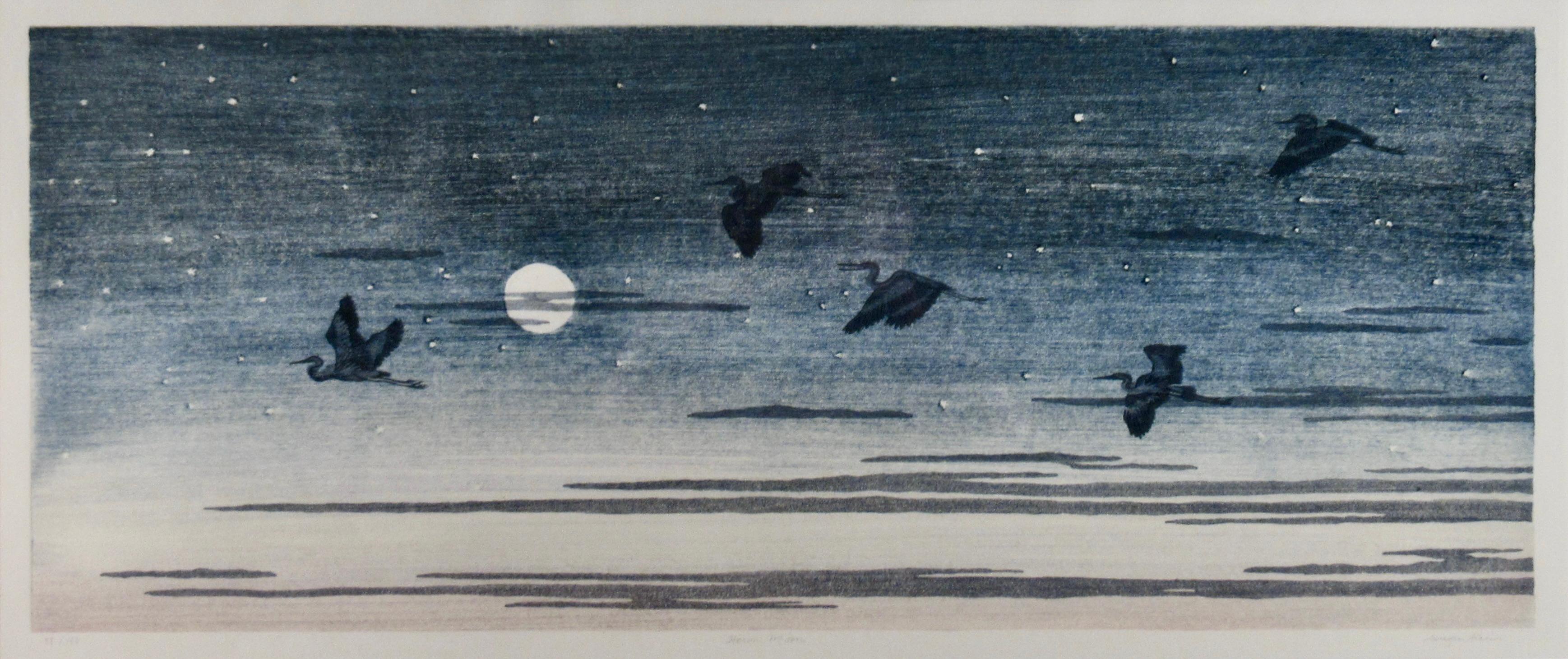 Reiher-Mond – Print von Suezan Aikins