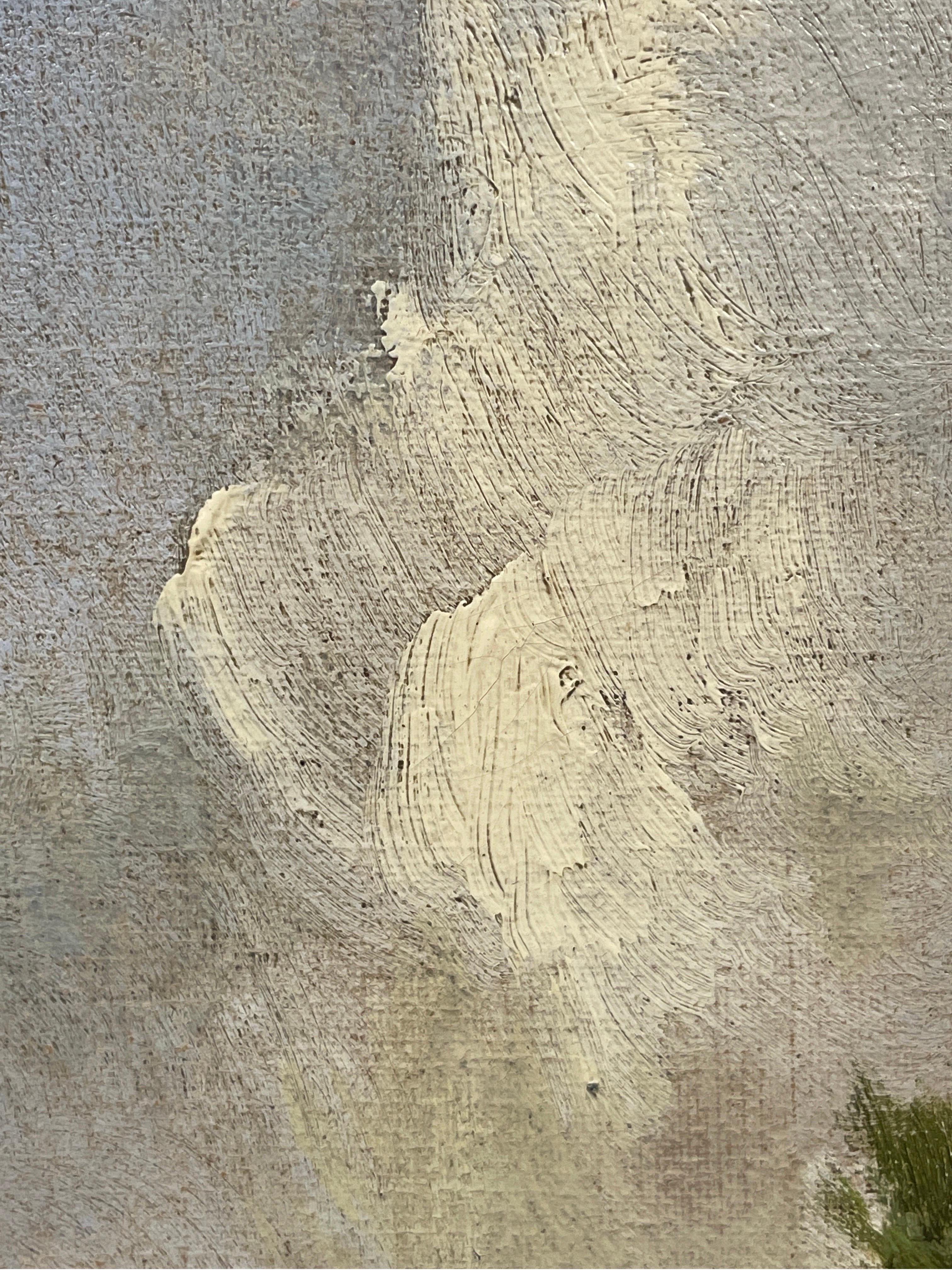 Fine huile ancienne de l'Angleterre orientale signée, paysage de rivière, Avenue of Trees, encadrée 1