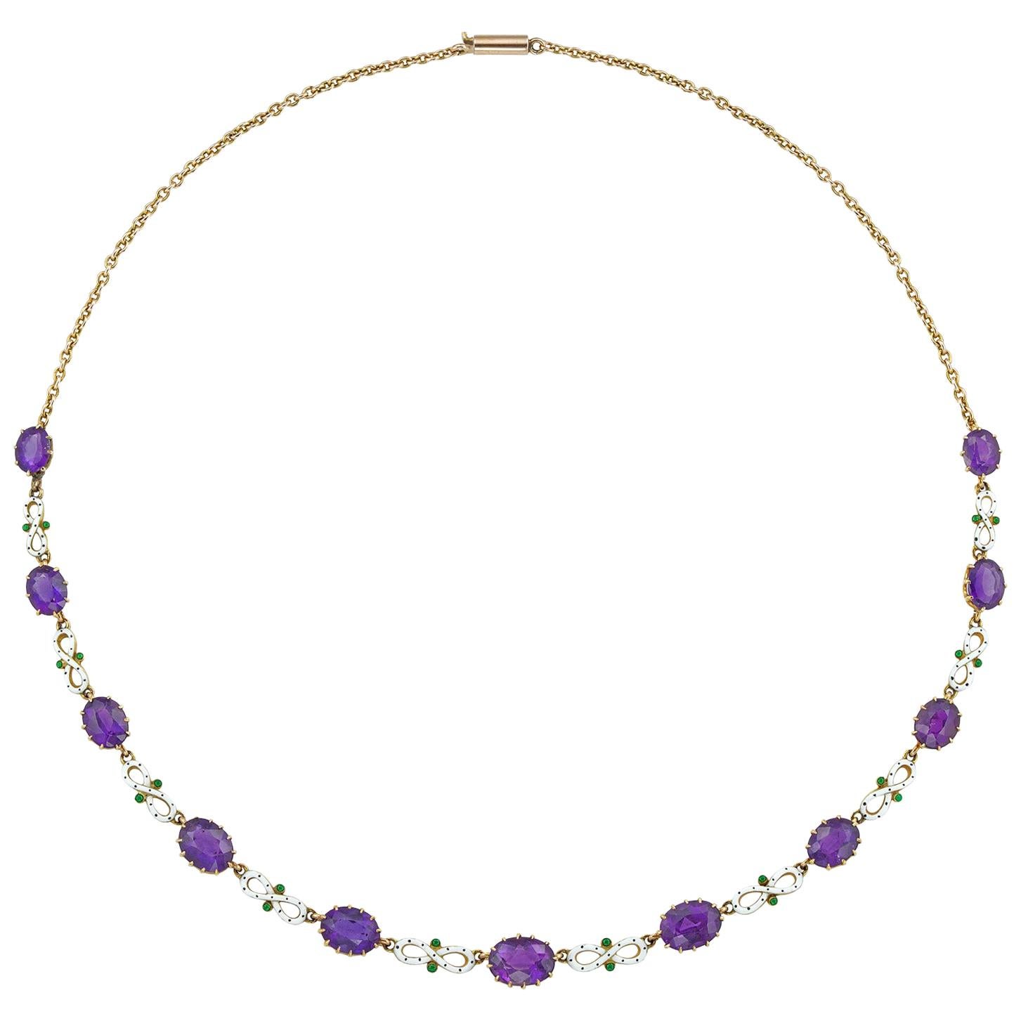 Suffragette Amethyst and Enamel Necklace
