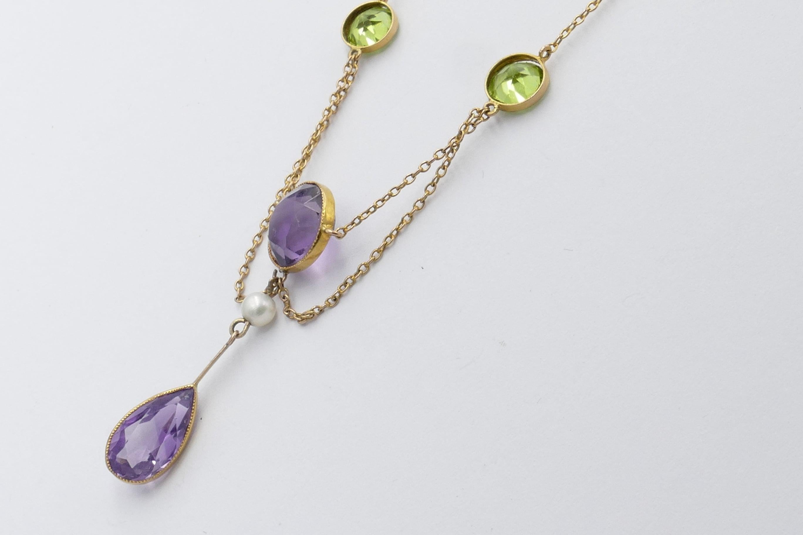 amethyst and peridot necklace