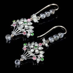 Suffragette Flower Earrings Paste Silver Gold, circa 1900