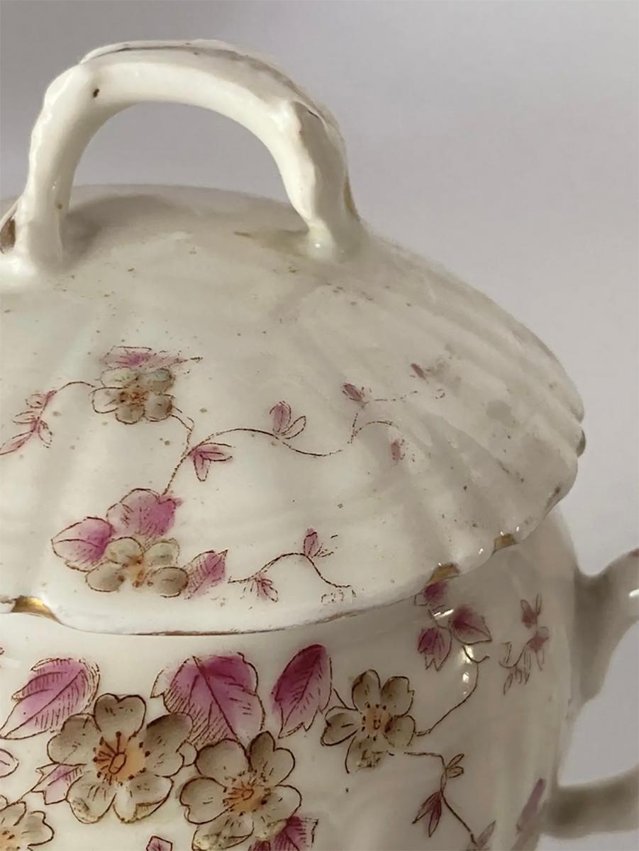 Mid-20th Century Sugar and TeaPot, French Porcelain, Signed Legrand Paris, circa 1940 For Sale