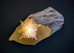 Organic Form Sugar Bomb Mono Sconce in Quartz and Brass by Christopher Boots